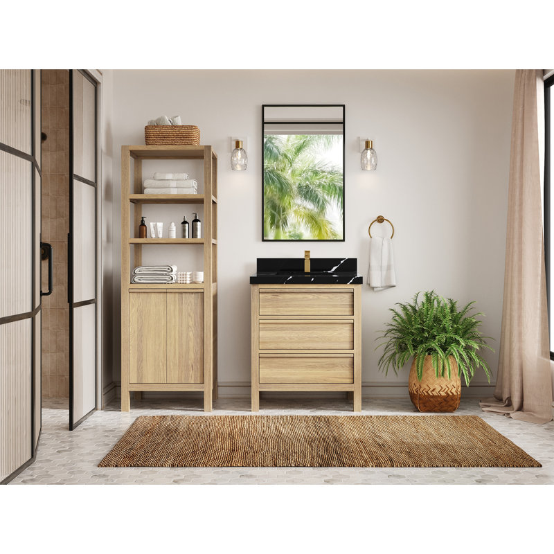 30 po Elizabeth X P 22 po D Meuble-lavabo simple avec 2 po, Noir Calacatta