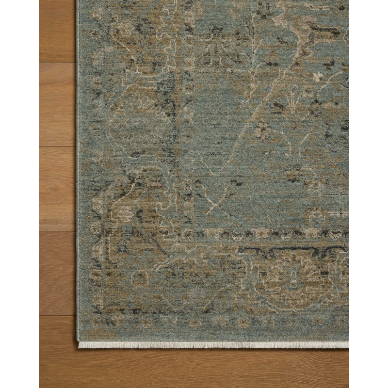 Loloi Rosalind Aqua / Olive Traditional Area Rug, Round 7'10"