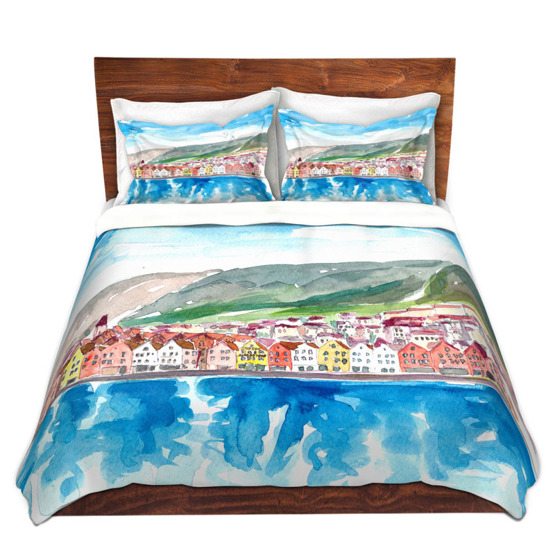 Ensemble de housse de couette bergen norvège, 1 housse simple + 1 taie standard