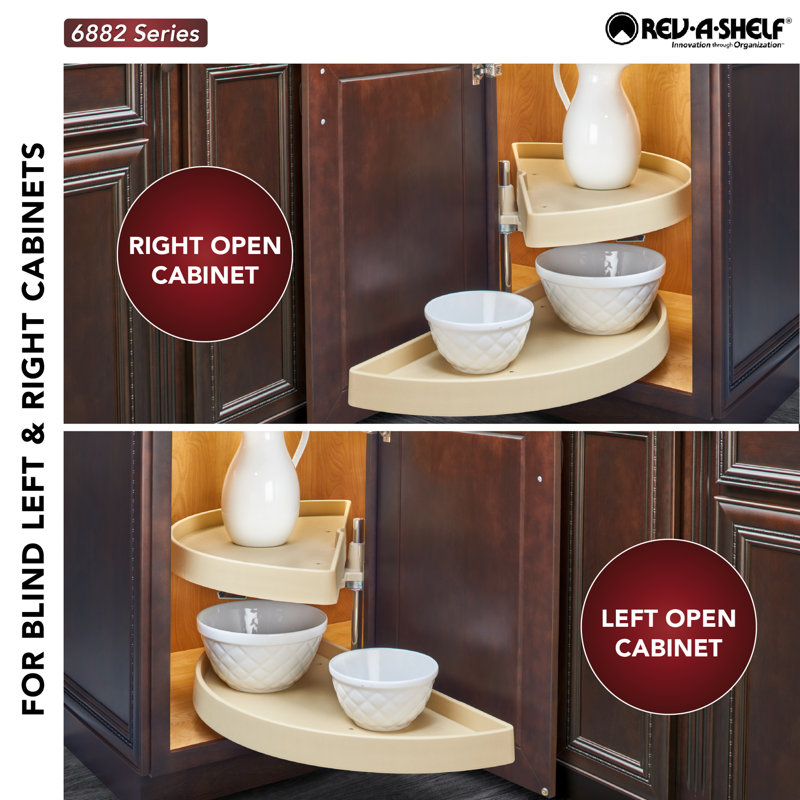 Organisateur paresseux en demi-lune Rev-A-Shelf, L 31,4375 po, Crème