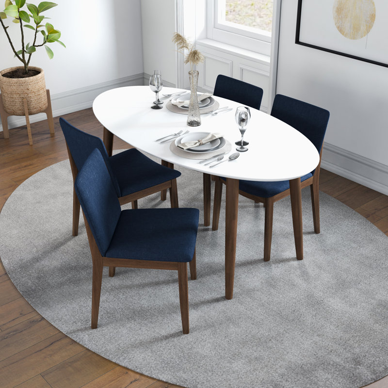 Brattle 4 - Person Solid Wood Solid Wood Top Four Leg Dining Set, Blue