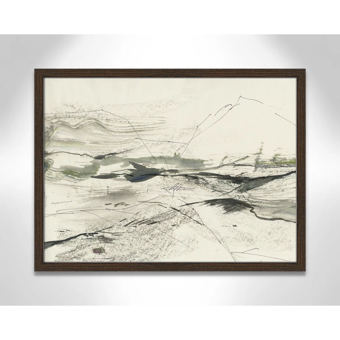 Green Sketches by PI Studio, No Mat, 17" H x 23" W x 0.75" D, Walnut Slim Picture Framed