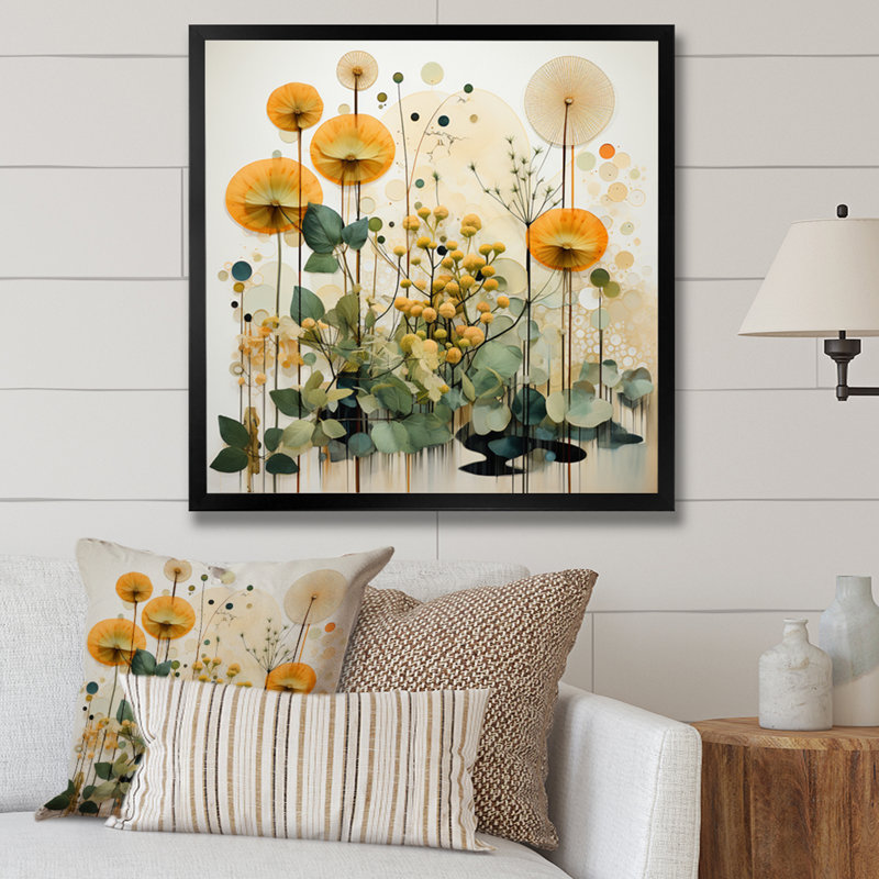 «Green Orange Harmonious Balance I» sur toile, H 16 po x l 16 po x P 1 po, Cadre simple noir
