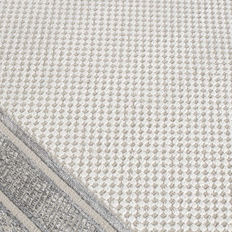 Tapis traditionnel gris / crème à motif géométrique Curran Collection, Rectangle 9 pi 5 po x 13 pi 8 po