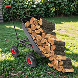 Chariot de jardinage 600LBS avec cadre en acier (noir + rouge)