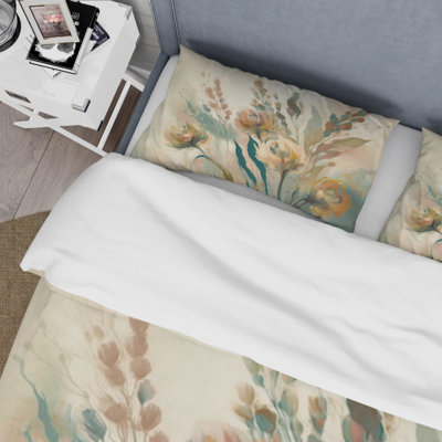 Wild Flowers In Faded Vintage Colors III - Floral Duvet Cover Set - Microfiber Polyester