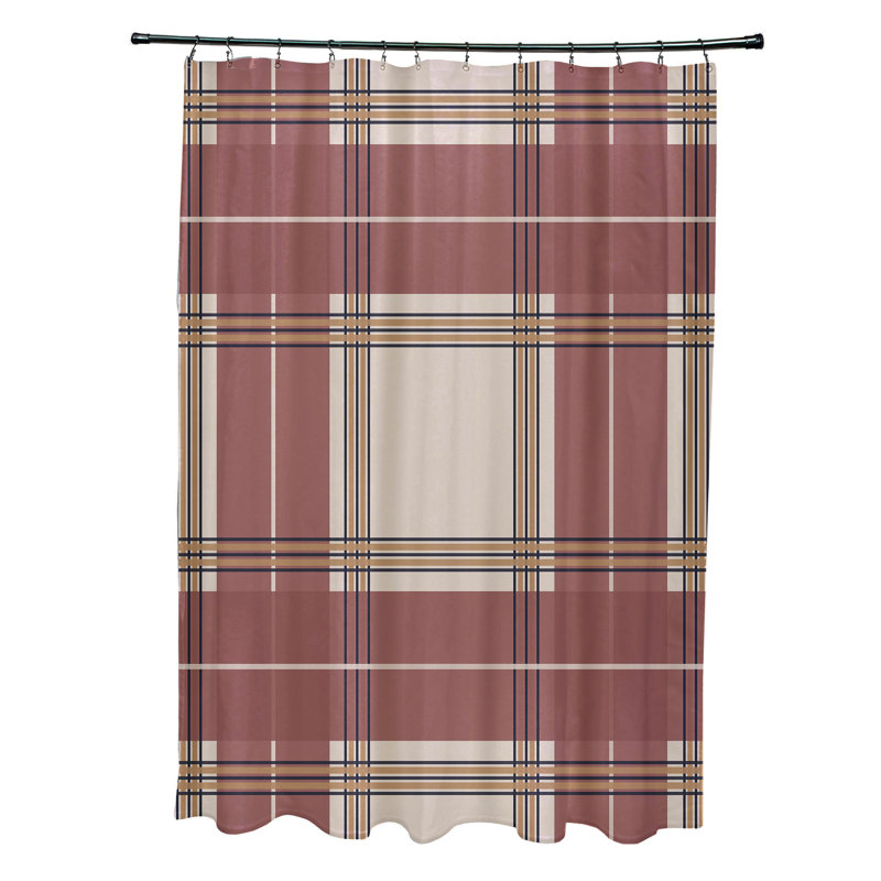 Jaylee Plaid Single Shower Curtain, Beige/Rust
