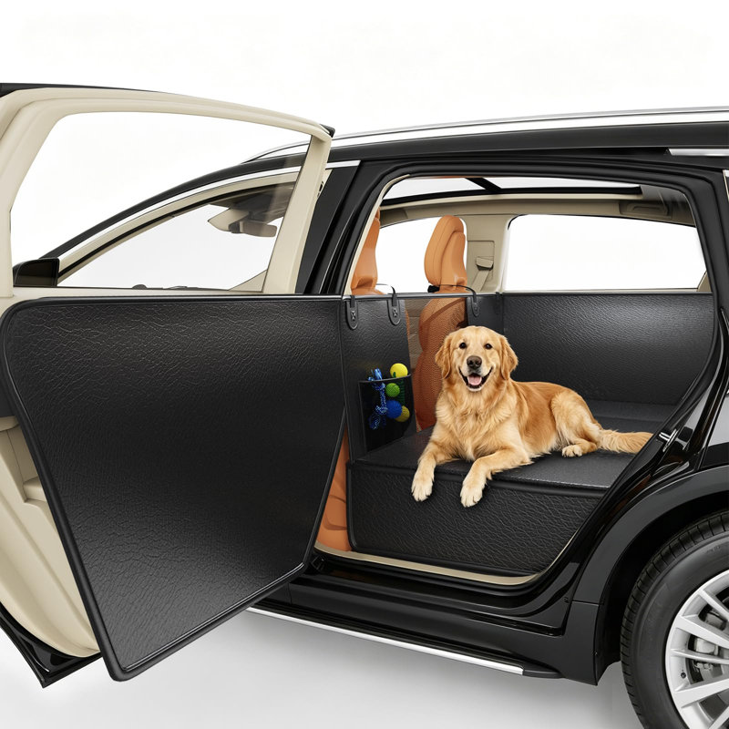 Dog Car Seat Cover for Back Seat Larger,Waterproof PU Leather Hard Bottom Car Seat Cover for Dogs,Non-slip Backseat Dog Cover with Upgraded Door Protection Flap,Dog Hammock for Full Size Truck 55×30in