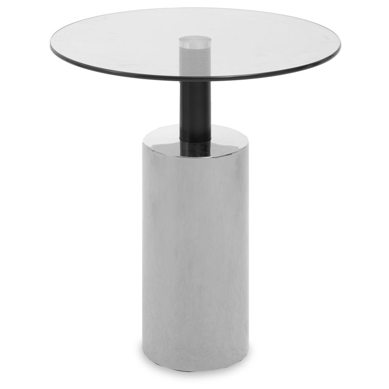Bhodi Glass Top End Table, Silver