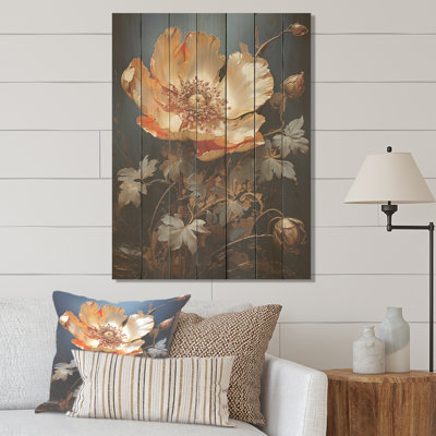 Gilded Poppy Fields Bronze Brilliance - Poppies On Wood Print