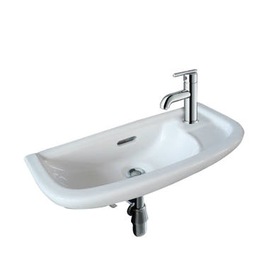 Voltaire Rectangular Ceramic Wall Hung Sink with Left Side Faucet Mount - White SM-WS315