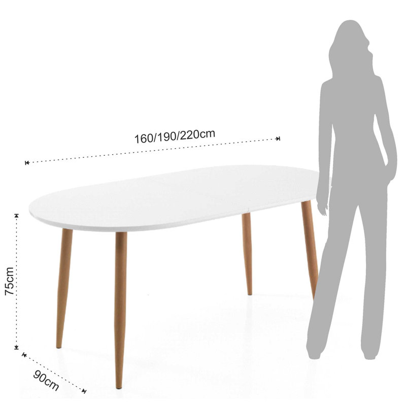 Lunsford Extendable Oak Oval Metal Base Dining Table
