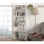 Modern Bookshelf with Numerous Shelves, White and Walnut Color, 60 x 165 x 20 cm, 100% Melamine Coated Particle Board, Wall-Mountable Design, For Storage & Organization in Any Room-1526156913