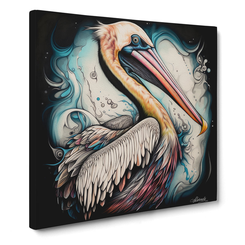 Pelican Neo-Traditional - Wrapped Canvas, 35cm H x 35cm W