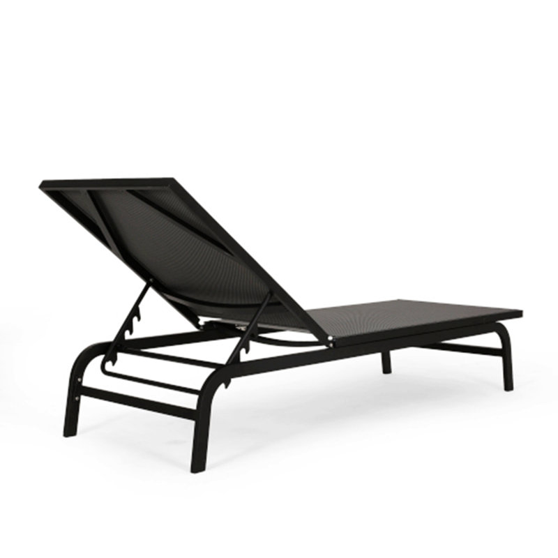 Two Adjustable Chaise Lounges With 5-Position Reclining Backs, Dark Gray