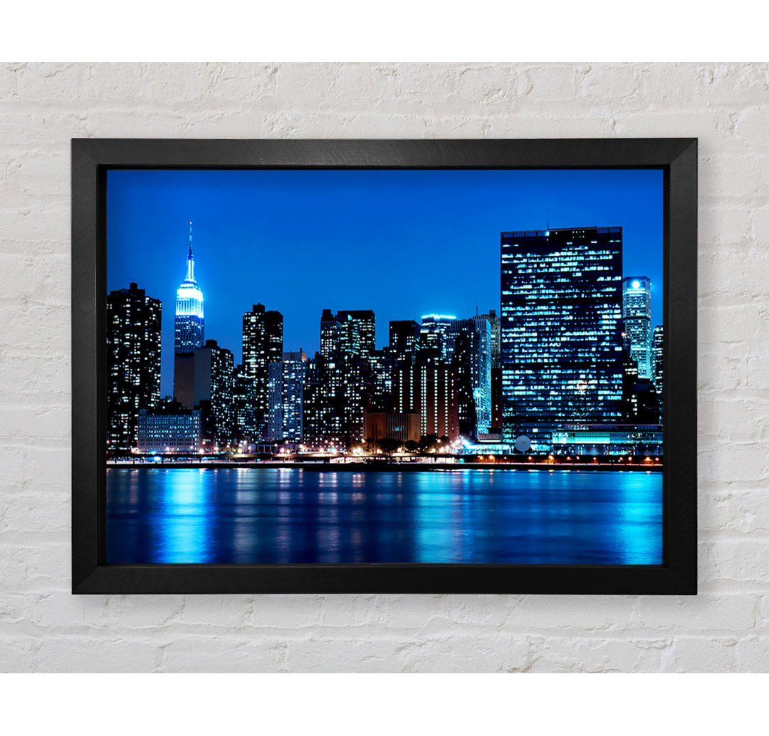 New York Empire State Blue Nights - Einzelne Bilderrahmen Kunstdrucke