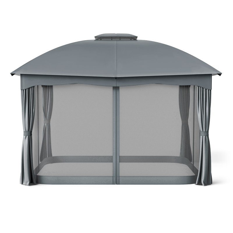 10 Ft. X 12 Ft. Canopy Double Vented Heavy Duty Steel Gazebo, Brown