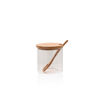 Elegant 350 ml Glass Storage Jar with Bamboo Lid, 3.5 x 3.5 x 3.5 inches | 100% Durable Glass, Ideal for Kitchen Organization, Pantry Storage & Home Decor | Stylish & Functional Design, Not Dishwasher or Microwave Safe