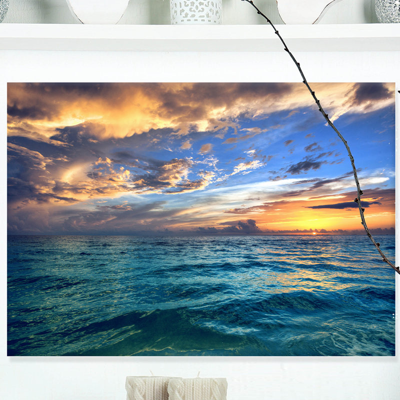 Exotic Tropical Sunset Beach Canvas Print, 20" x 40"