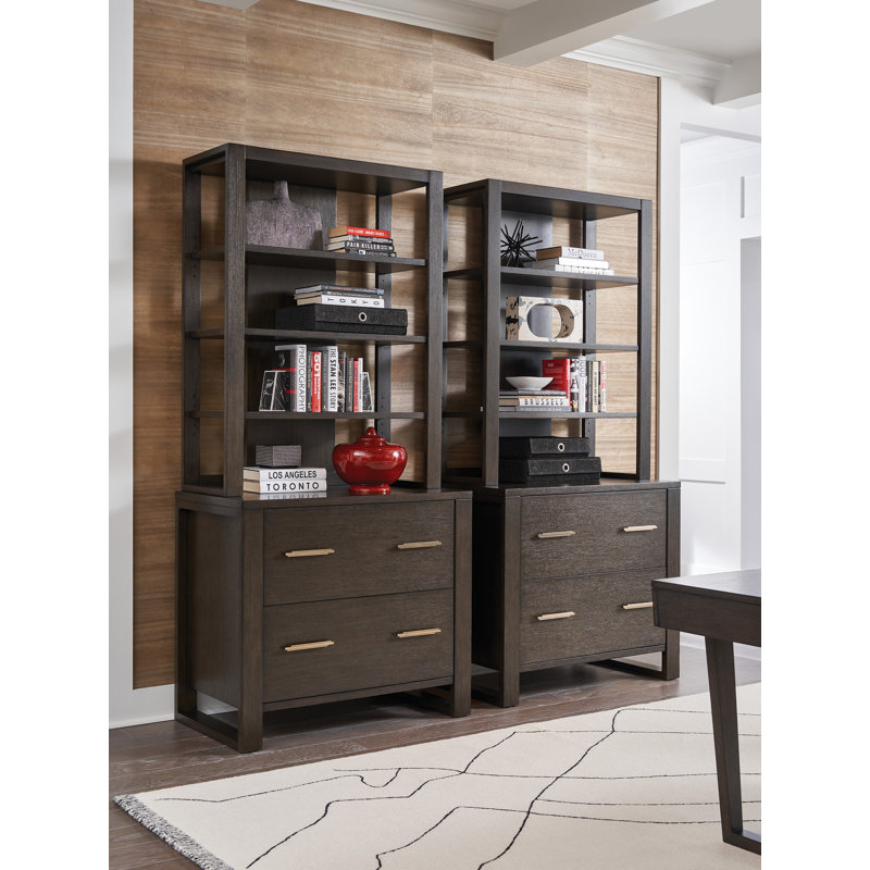 Hewitt 2-Drawer Lateral Filing Cabinet, Dark Walnut/Champagne