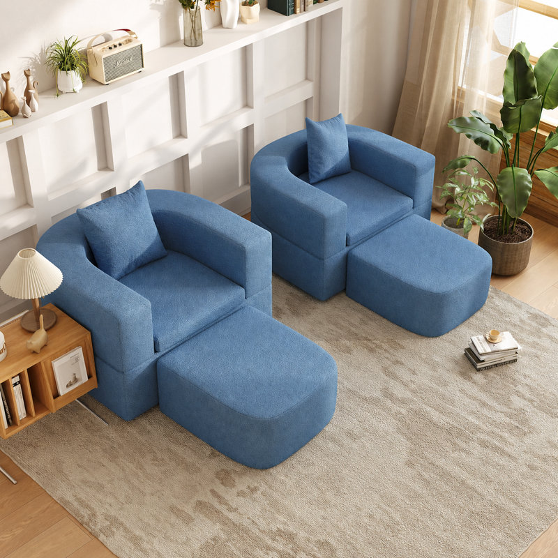Fauteuil-lit moderne à compression 2 en 1 avec repose-pieds assorti, canapé-lit pliant convertible, aucun assemblage requis