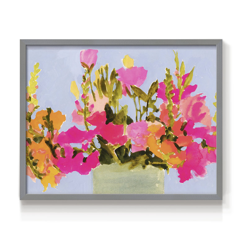 Fleurs saturées de printemps I - reproduction encadrée - réarmable, Gris