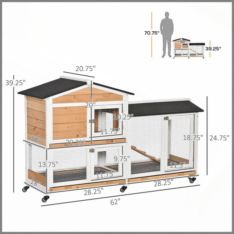 Cage pour animaux, clapier mobile en bois