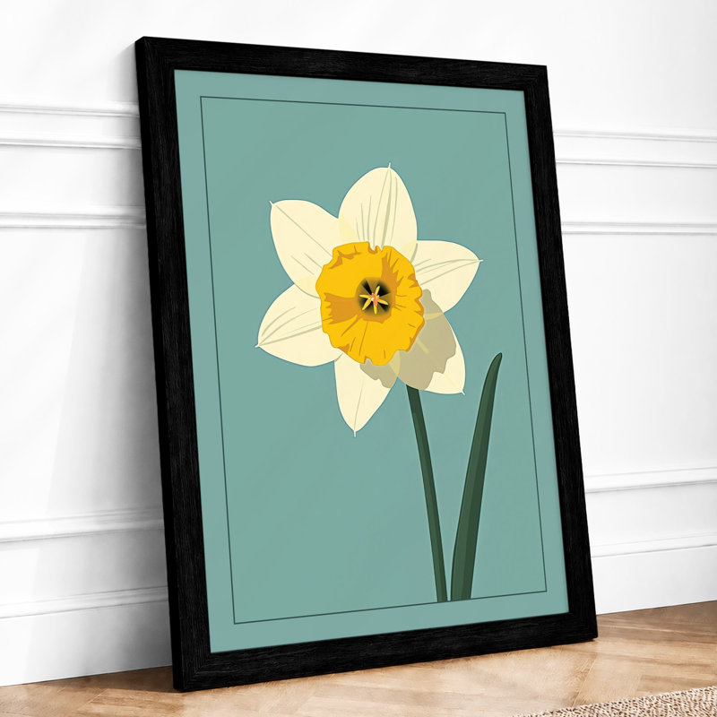 Golden Daffodil Botanical - Framed Print, Black, A3 - 42.0 x 29.7 cm
