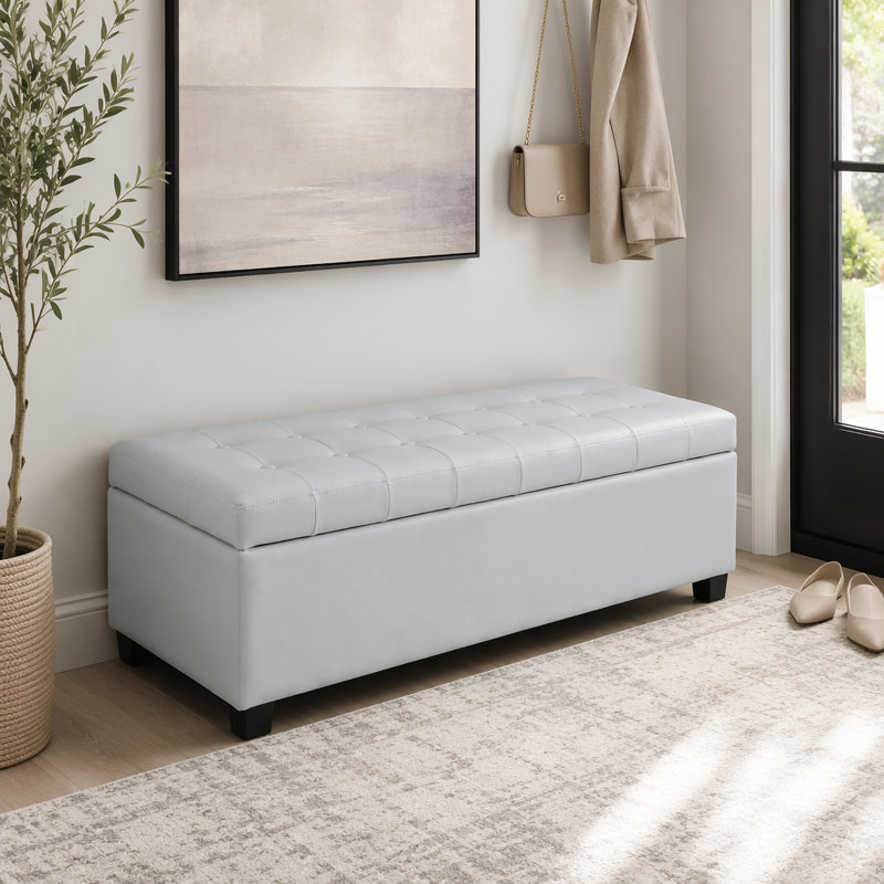 Repose-pieds 49,75 pouces, banc de rangement, banc de chambre d'entrée touffeté,, Bleu pastel