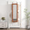 Armoire-penderie pour armoire à bijoux en bois massif avec miroir pleine longueur, 47,5 x 14,3 po, verrouillable au mur avec lumière DEL