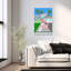 Reproduction d'art mural de style Mid-Century caniche et chat moderne ludique rétro palmier chat-129965505