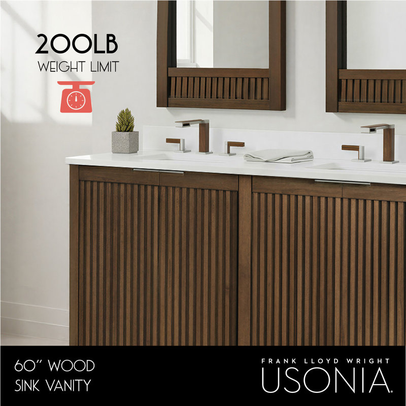 Through Lines 60" Double Bathroom Vanity, Brown
