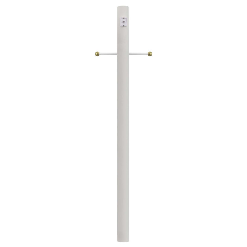 Solus 7, 8, or 10 ft.  Hardwired Direct Burial Lamp Post with Cross Arm and Dusk-to-Dawn Photocell Sensor, White
