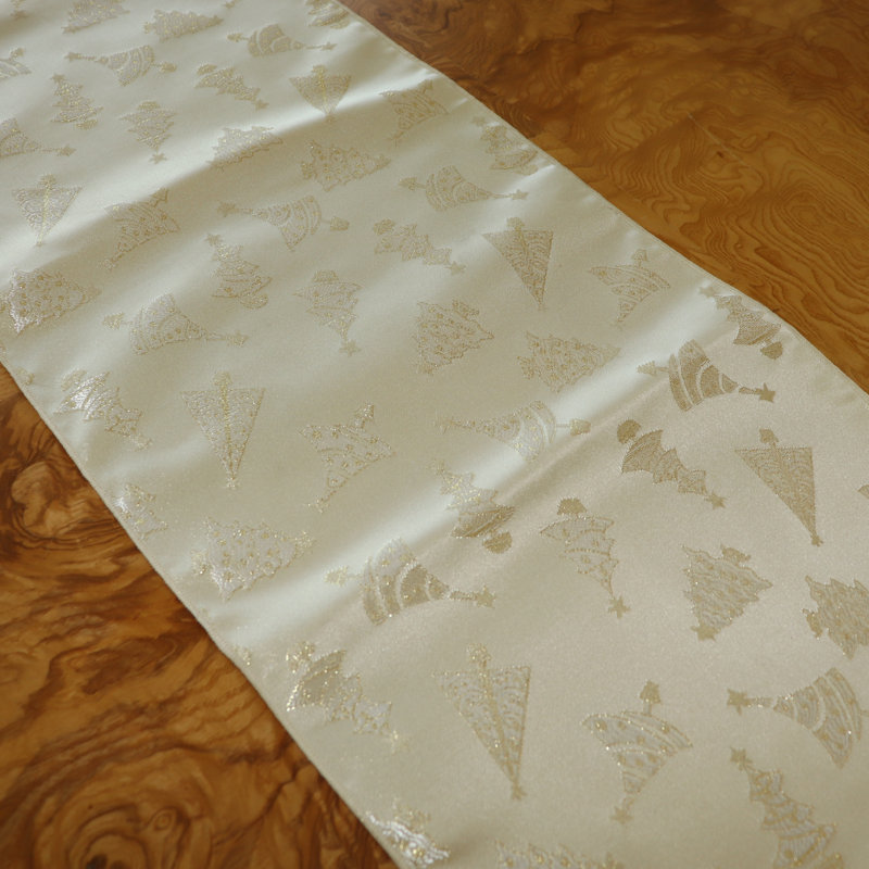 Campden Floral Christmas Table Runner, Gold, 72" L x 12" W