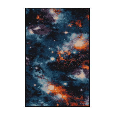 Machine Washable Space Gray Area Rug