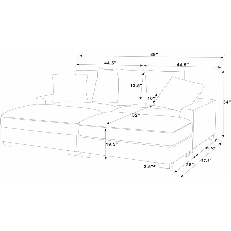 Wade Logan® Arzuaga 4 - Piece Upholstered Sectional & Reviews 