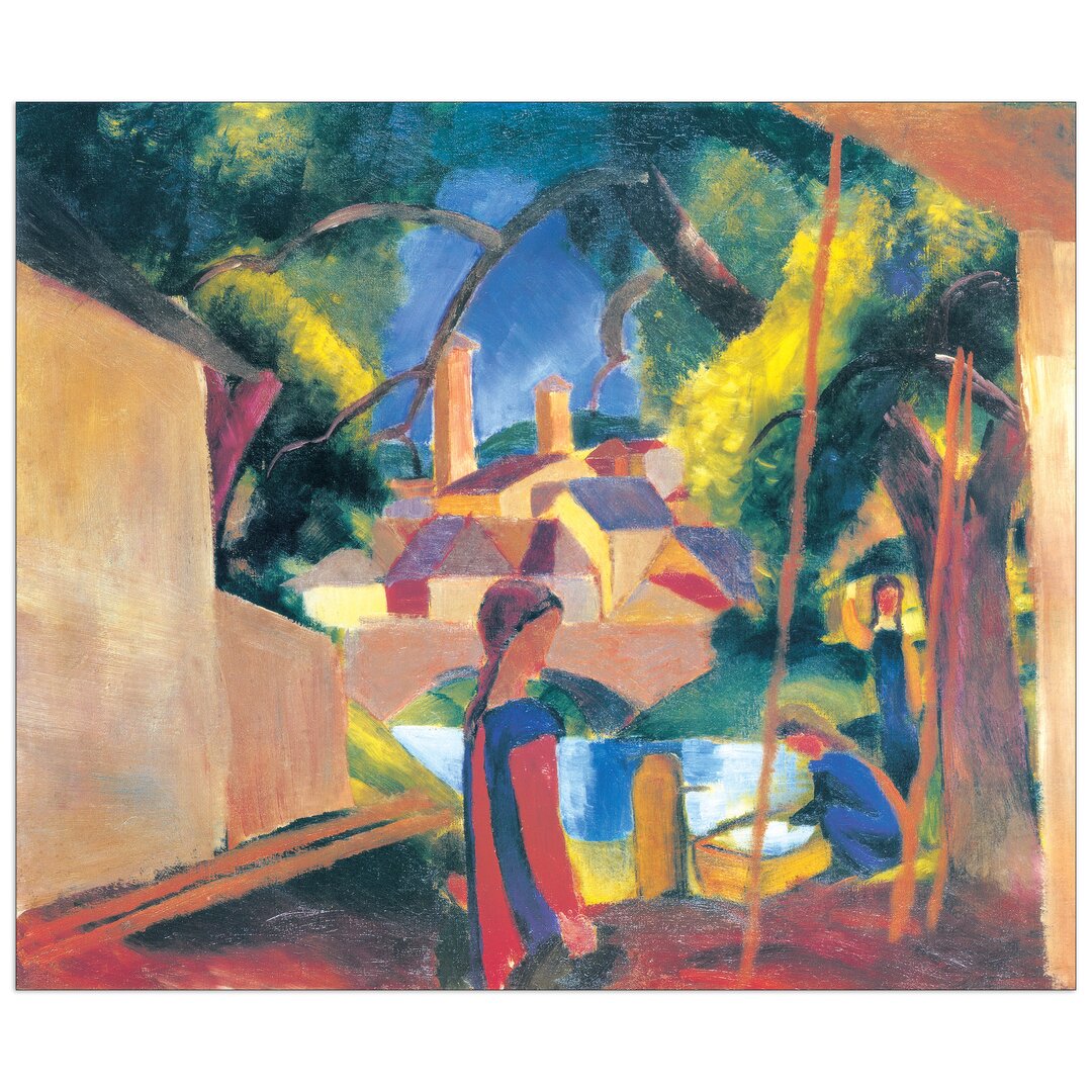 Paneel „Kinder am Brunnen“ von Macke, Kunstdruck