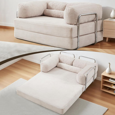 Convertible Sleeper Sofa Bed, 4 in 1 Pull Out Cloud Sofa Bed,Corduroy Folding Mattress Couch, Compression Sofa Lounge Couch for Living Room Bedroom,No Assembly Required
