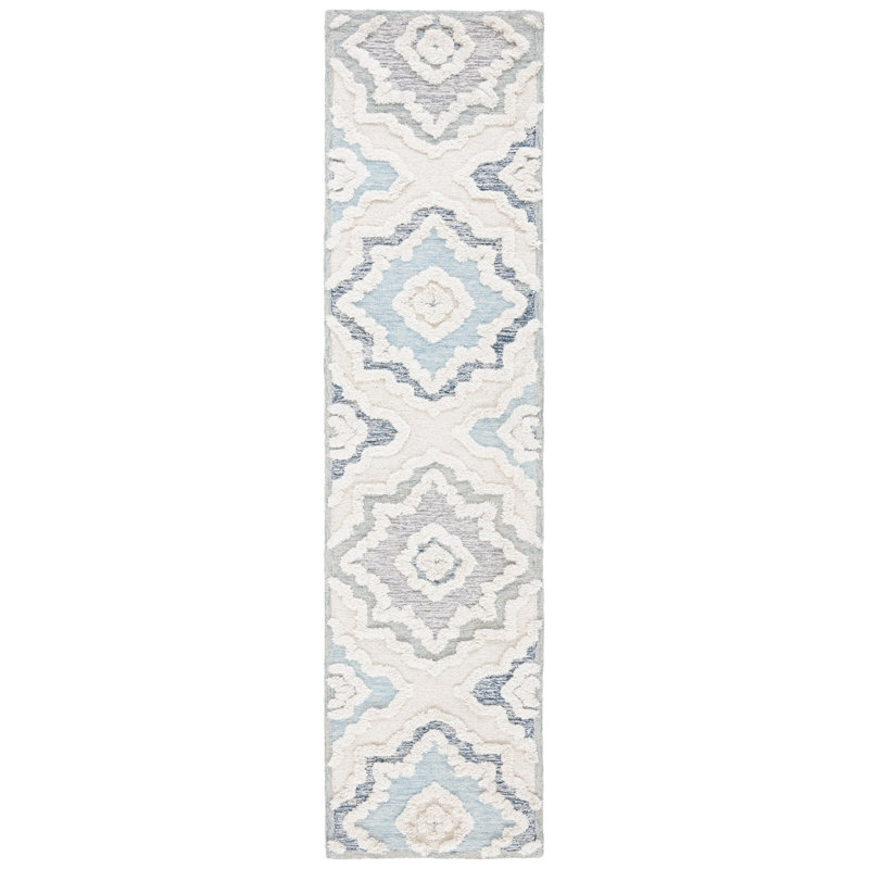 Altrincham Hand Tufted Wool And Cotton With Latex Geometric Rug, Runner 2'3" x 9'