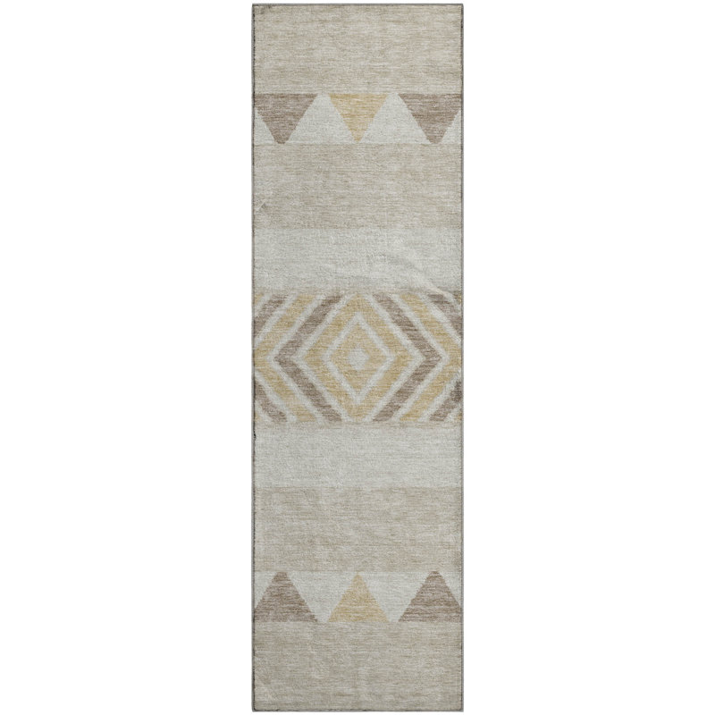 Premium Machine Washable Prisco Beige Rug, Runner 2'3" x 7'6"