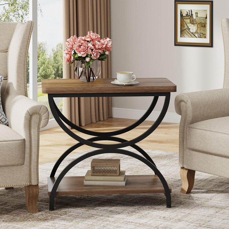 Table de bout avec structure en métal et tablette inférieure