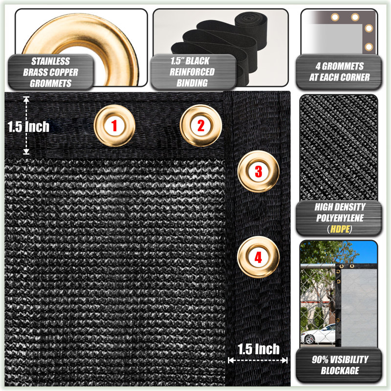 Black 5' x 10' High-Density Polyethylene Privacy Fence Screen