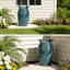 24.8" Ceramic Pot Floor Fountain, Weather-Resistant Outdoor Water Feature with LED Lights