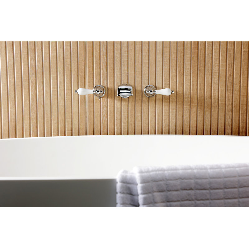 Kingston Brass Two-Handle 3-Hole Wall Mount Roman Tub Faucet, Lever, Polished Chrome