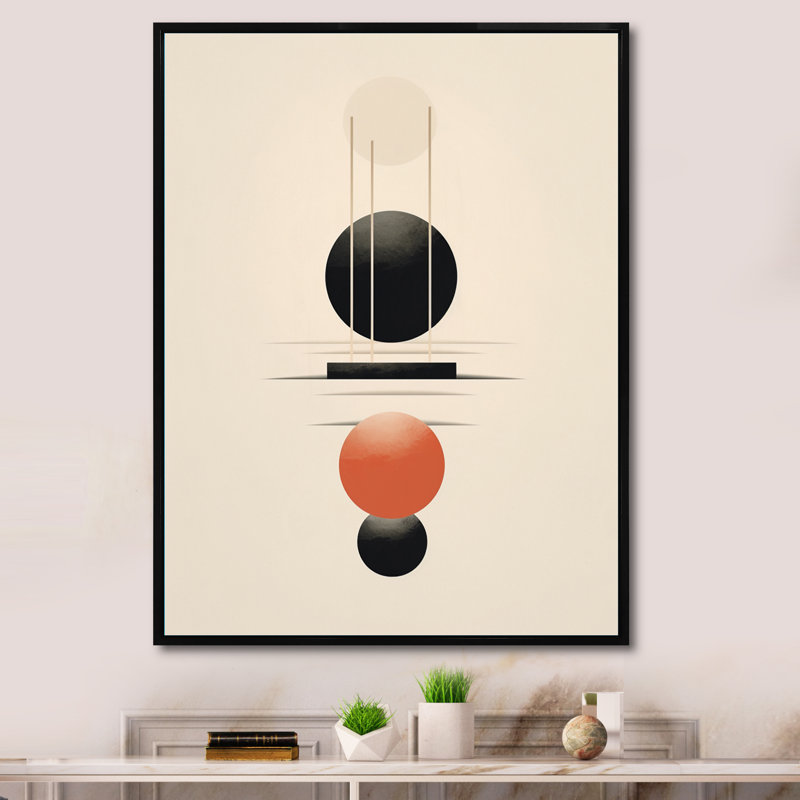 Pleine lune délice rétro géométrique minimalisme I - art mural sur toile transitionnel, H 44 po x l 34 po x P 1,5 po
