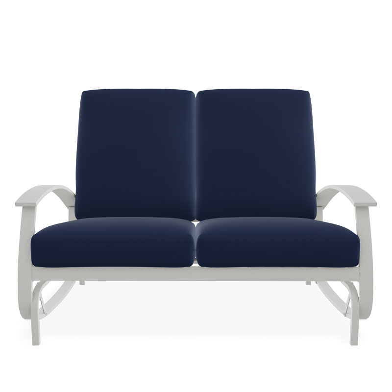 Belle Isle Cushion Deep Seating 2-Seat Glider, Snow, Canvas Haze