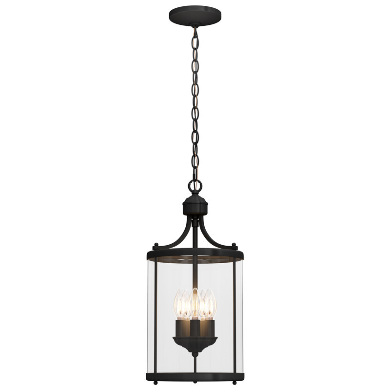 Matte Black Metal 5-Light Lantern Pendant Chandelier