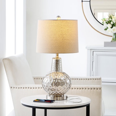 Lampe de table 23,5 "argentée avec USB