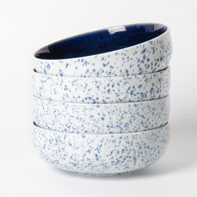 Ensemble de bols en céramique bleue mouchetée