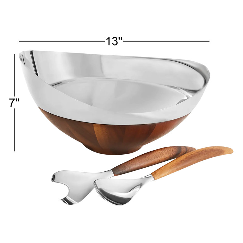 Nambe Pulse Salad Bowl W/ Servers